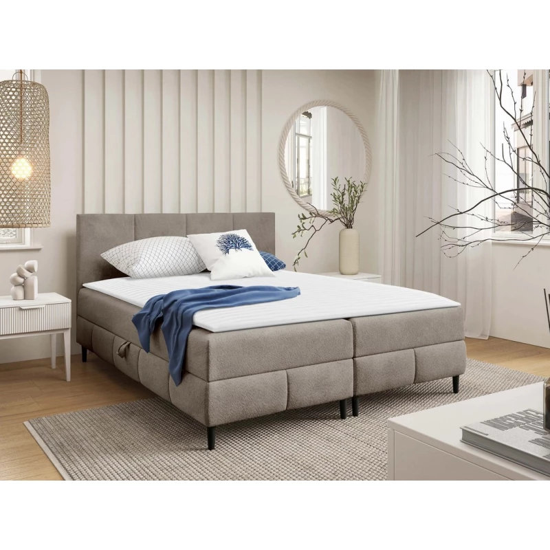 Hotelová manželská postel 180x200 NEWSOMS 2 - béžová + topper ZDARMA