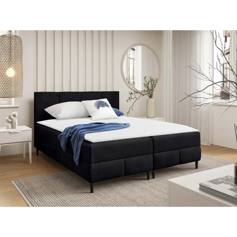 Hotelová manželská postel 180x200 NEWSOMS 2 - černá + topper ZDARMA
