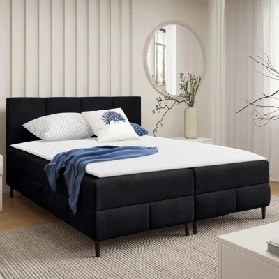 Hotelová manželská postel 200x200 NEWSOMS 2 - černá + topper ZDARMA