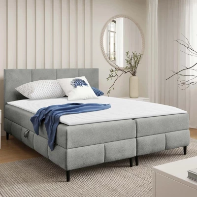 Hotelová manželská postel 180x200 NEWSOMS 2 - šedá + topper ZDARMA