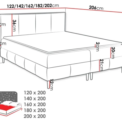 Hotelová manželská postel 180x200 NEWSOMS 2 - černá + topper ZDARMA