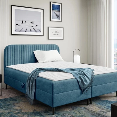 Kontinentální jednolůžková postel 120x200 NEWSOMS 1 - modrá + topper ZDARMA