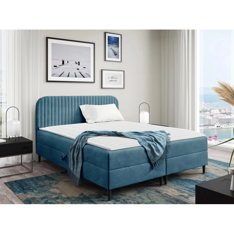 Kontinentální manželská postel 200x200 NEWSOMS 1 - modrá + topper ZDARMA