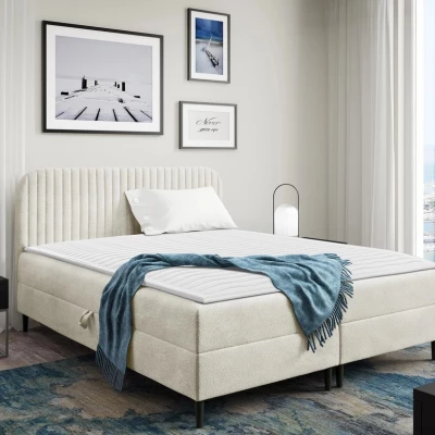 Kontinentální manželská postel 200x200 NEWSOMS 1 - ecru + topper ZDARMA