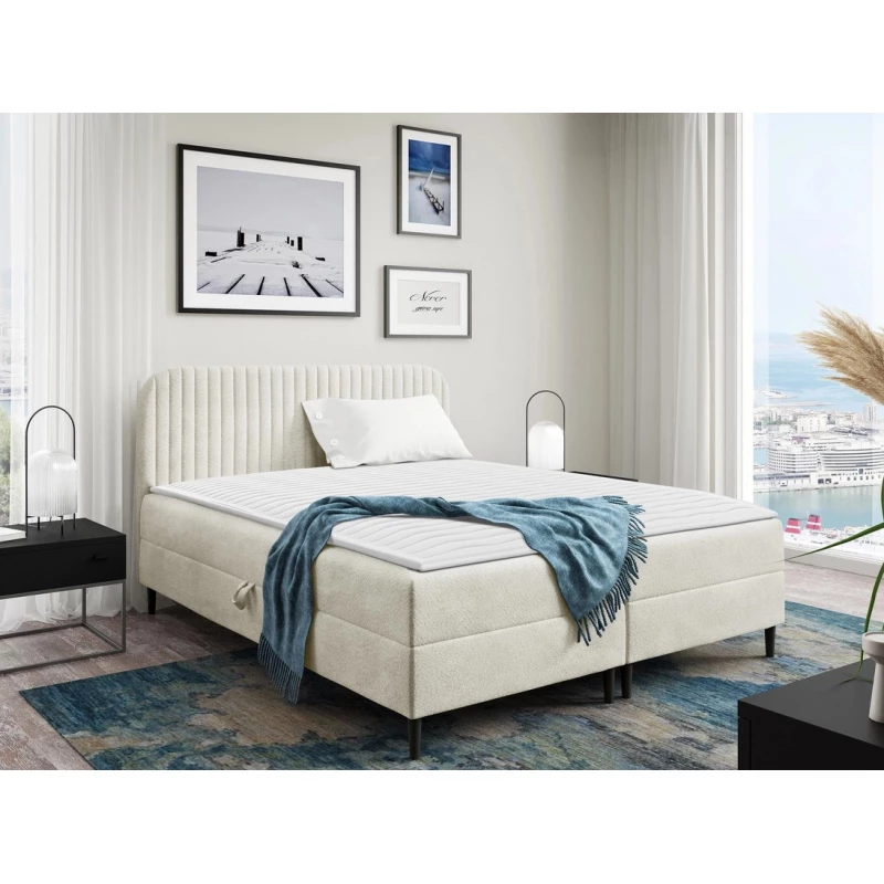 Kontinentální jednolůžková postel 120x200 NEWSOMS 1 - ecru + topper ZDARMA