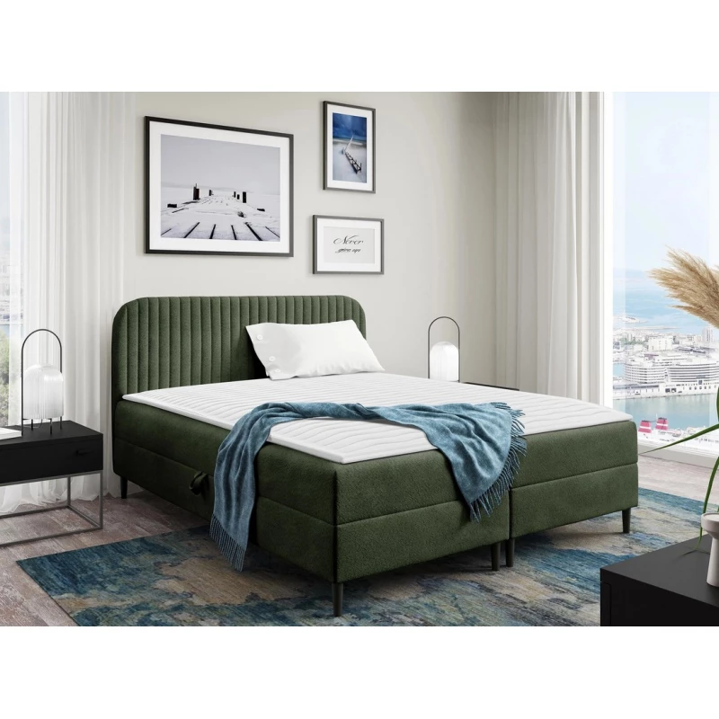 Kontinentální manželská postel 200x200 NEWSOMS 1 - zelená + topper ZDARMA