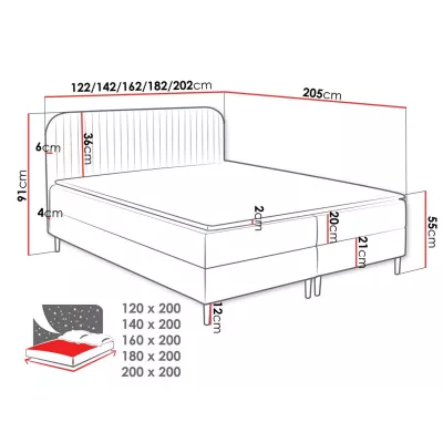 Kontinentální manželská postel 160x200 NEWSOMS 1 - modrá + topper ZDARMA