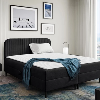 Kontinentální manželská postel 200x200 NEWSOMS 1 - černá + topper ZDARMA