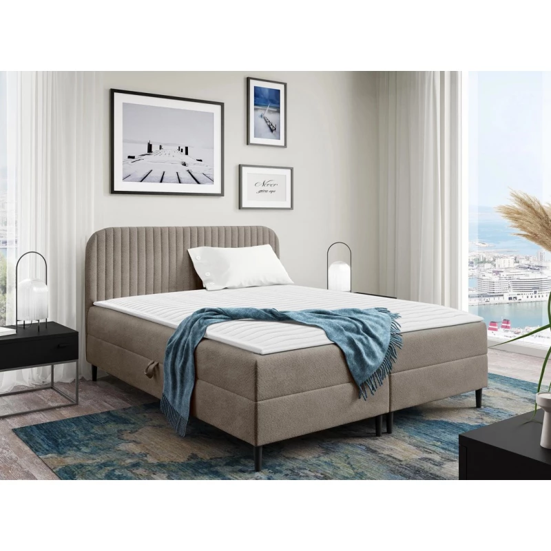 Kontinentální manželská postel 200x200 NEWSOMS 1 - béžová + topper ZDARMA