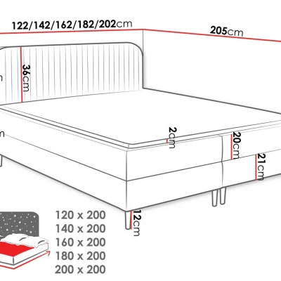 Kontinentální manželská postel 180x200 NEWSOMS 1 - béžová + topper ZDARMA