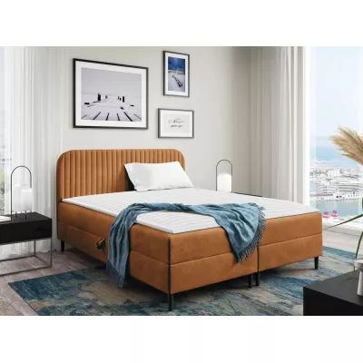 Kontinentální manželská postel 180x200 NEWSOMS 1 - koňaková + topper ZDARMA