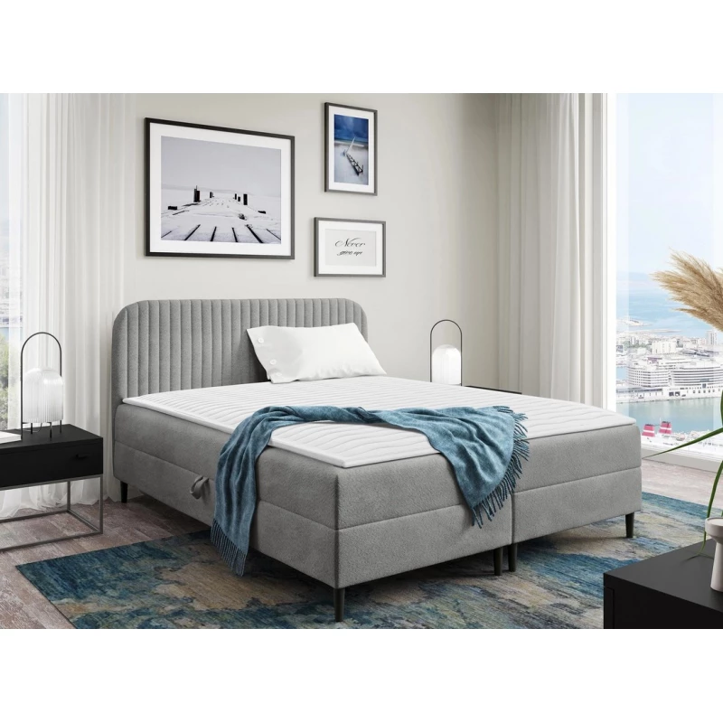 Kontinentální manželská postel 160x200 NEWSOMS 1 - šedá + topper ZDARMA