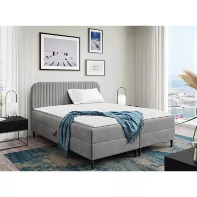 Kontinentální manželská postel 140x200 NEWSOMS 1 - šedá + topper ZDARMA