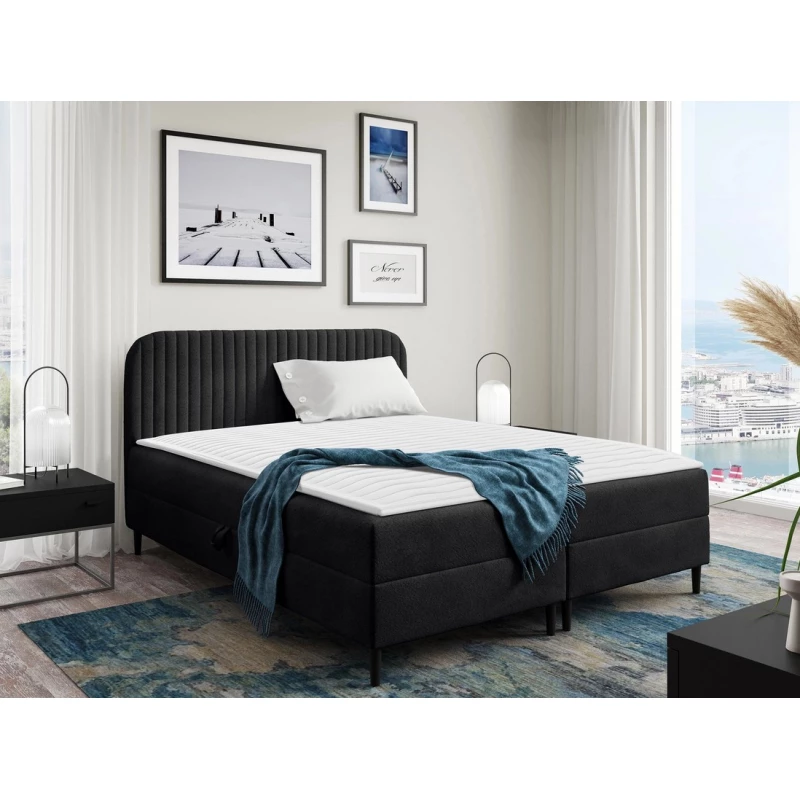 Kontinentální jednolůžková postel 120x200 NEWSOMS 1 - černá + topper ZDARMA