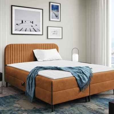 Kontinentální jednolůžková postel 120x200 NEWSOMS 1 - koňaková + topper ZDARMA