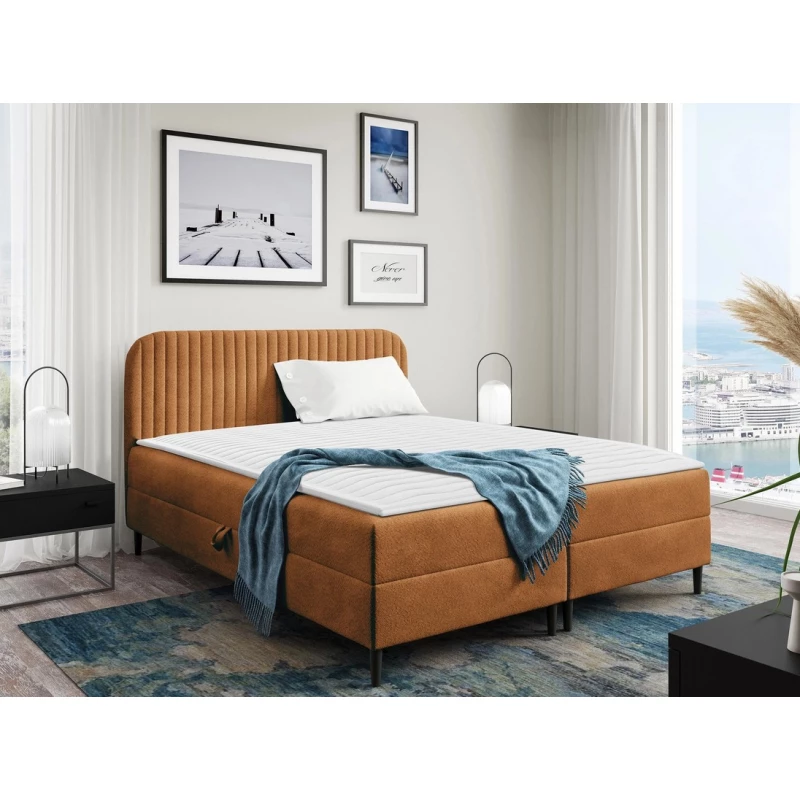 Kontinentální jednolůžková postel 120x200 NEWSOMS 1 - koňaková + topper ZDARMA