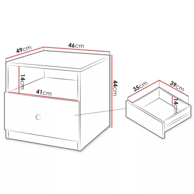 Noční stolek SALTIVILLE - kašmír