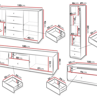 Nábytek do obývacího pokoje SALTIVILLE - kašmír