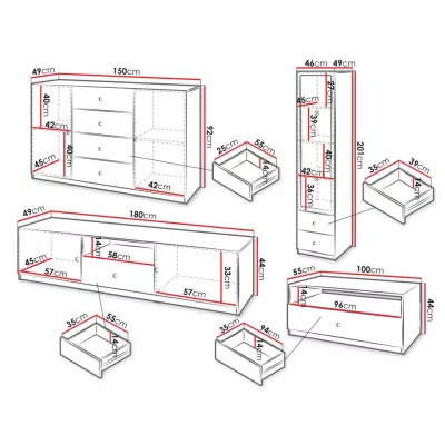 Nábytek do obývacího pokoje SALTIVILLE - kašmír