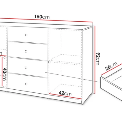 Komoda s dvířky a šuplíky SALTIVILLE - kašmír