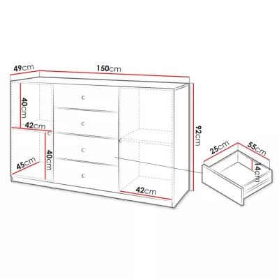 Komoda s dvířky a šuplíky SALTIVILLE - kašmír