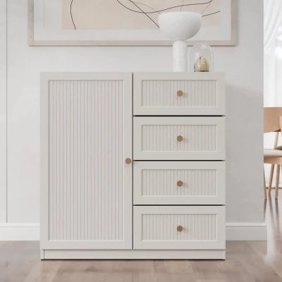 Úzká komoda s dvířky a šuplíky SALTIVILLE - kašmír