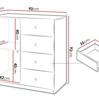 Úzká komoda s dvířky a šuplíky SALTIVILLE - kašmír