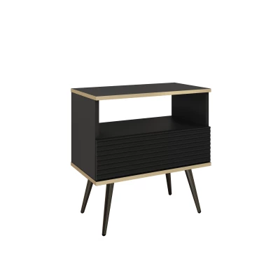 Noční stolek JENY 2 - černý / zlatý / černé nožky