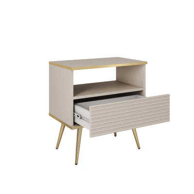 Noční stolek JENY 2 - černý / zlatý / zlaté nožky