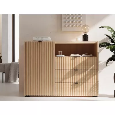 Komoda s dvířky a šuplíky TROUTDALE - dub vicenza