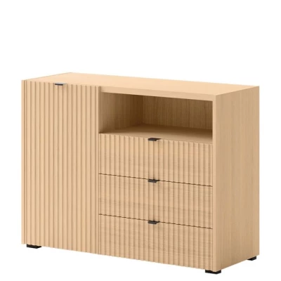 Komoda s dvířky a šuplíky TROUTDALE - dub vicenza