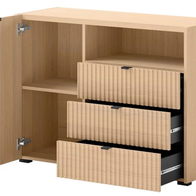 Komoda s dvířky a šuplíky TROUTDALE - dub vicenza