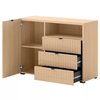 Komoda s dvířky a šuplíky TROUTDALE - dub vicenza