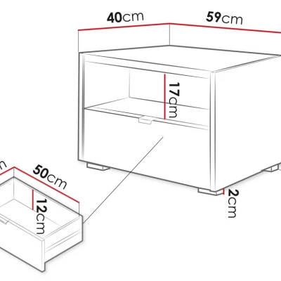 Noční stolek TROUTDALE - dub vicenza