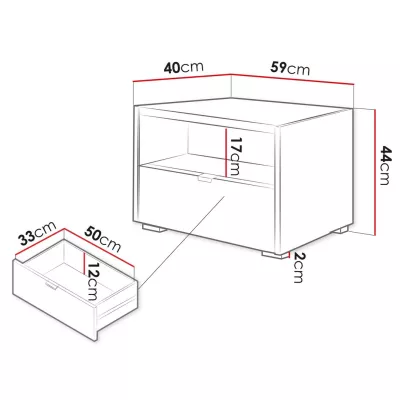 Noční stolek TROUTDALE - dub vicenza