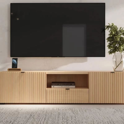 Televizní široký stolek TROUTDALE - dub vicenza