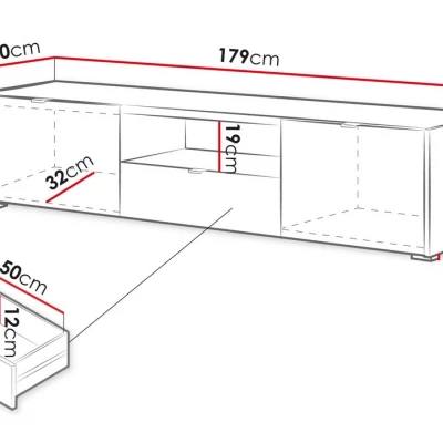 Televizní široký stolek TROUTDALE - dub vicenza