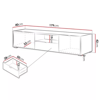 Televizní široký stolek TROUTDALE - dub vicenza