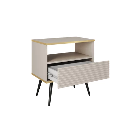 Noční stolek JENY 2 - bílý / zlatý / černé nožky