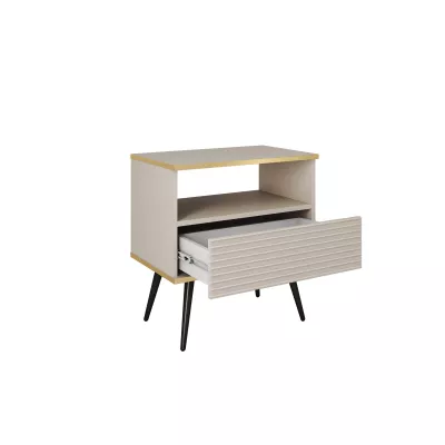 Noční stolek JENY 2 - bílý / zlatý / černé nožky