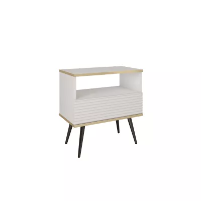 Noční stolek JENY 2 - bílý / zlatý / černé nožky