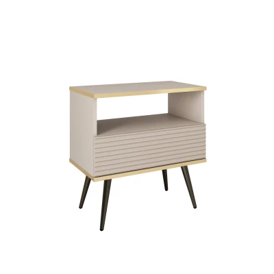 Noční stolek JENY 2 - béžový / zlatý / černé nožky