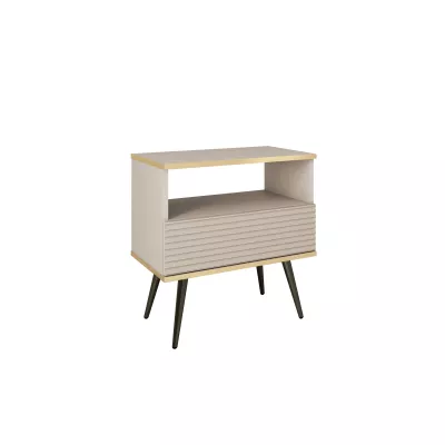 Noční stolek JENY 2 - béžový / zlatý / černé nožky