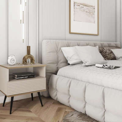 Noční stolek JENY 2 - béžový / zlatý / černé nožky