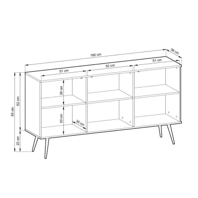 Široká komoda s dvířky JENY 2 - černá / zlatá / zlaté nožky