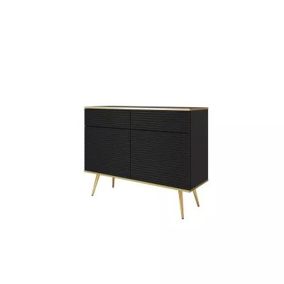 Kombinovaná komoda JENY 2 - černá / zlatá / zlaté nožky