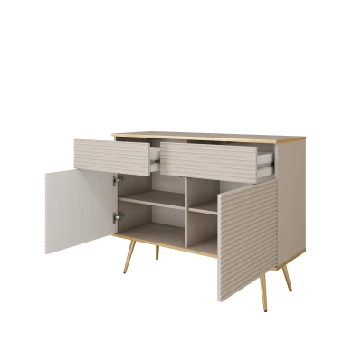 Kombinovaná komoda JENY 2 - černá / zlatá / zlaté nožky