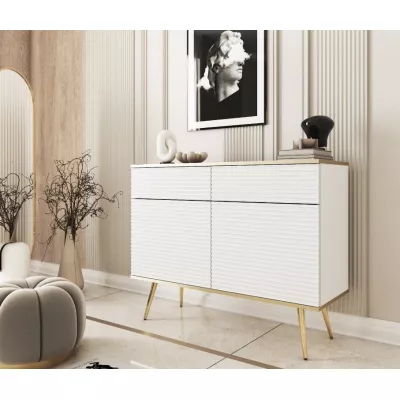 Kombinovaná komoda JENY 2 - bílá / zlatá / zlaté nožky