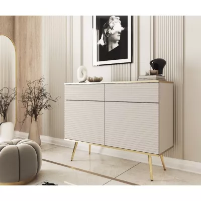 Kombinovaná komoda JENY 2 - béžová / zlatá / zlaté nožky