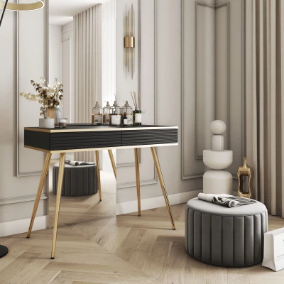 Konzolový stolek JENY 2 - černý / zlatý / zlaté nožky